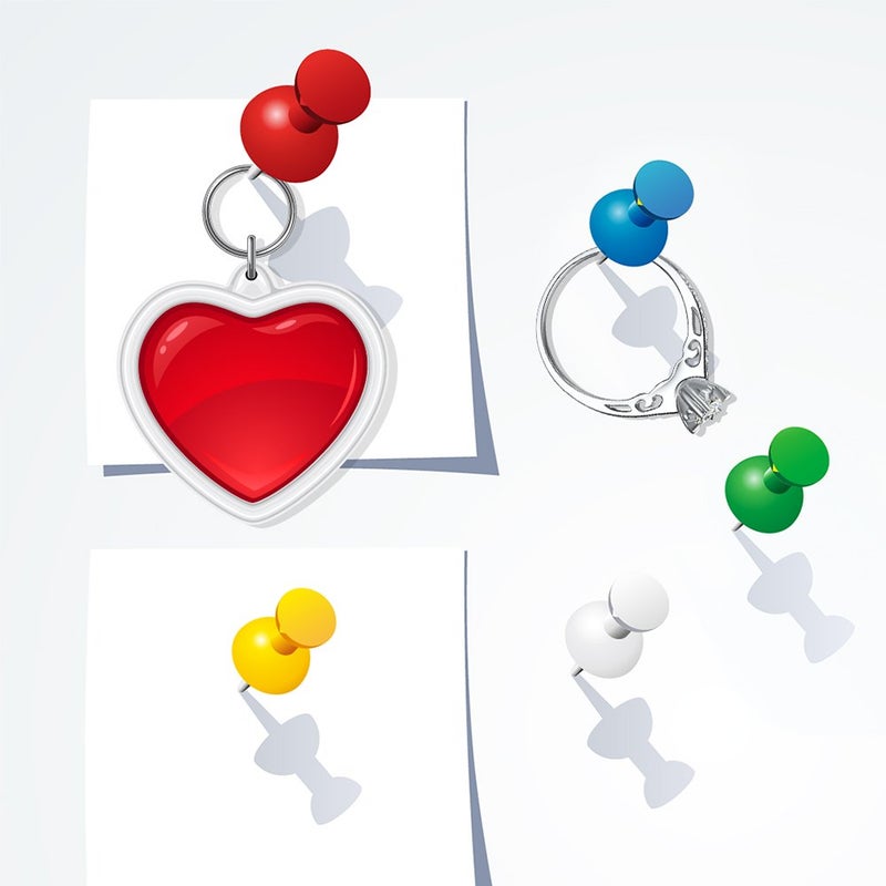 Yalis Push Pins Color Thumb Tacks 600-Count Standard Pins Steel Point and Colored Plastic Head, 12 Assorted Colors - Image 2